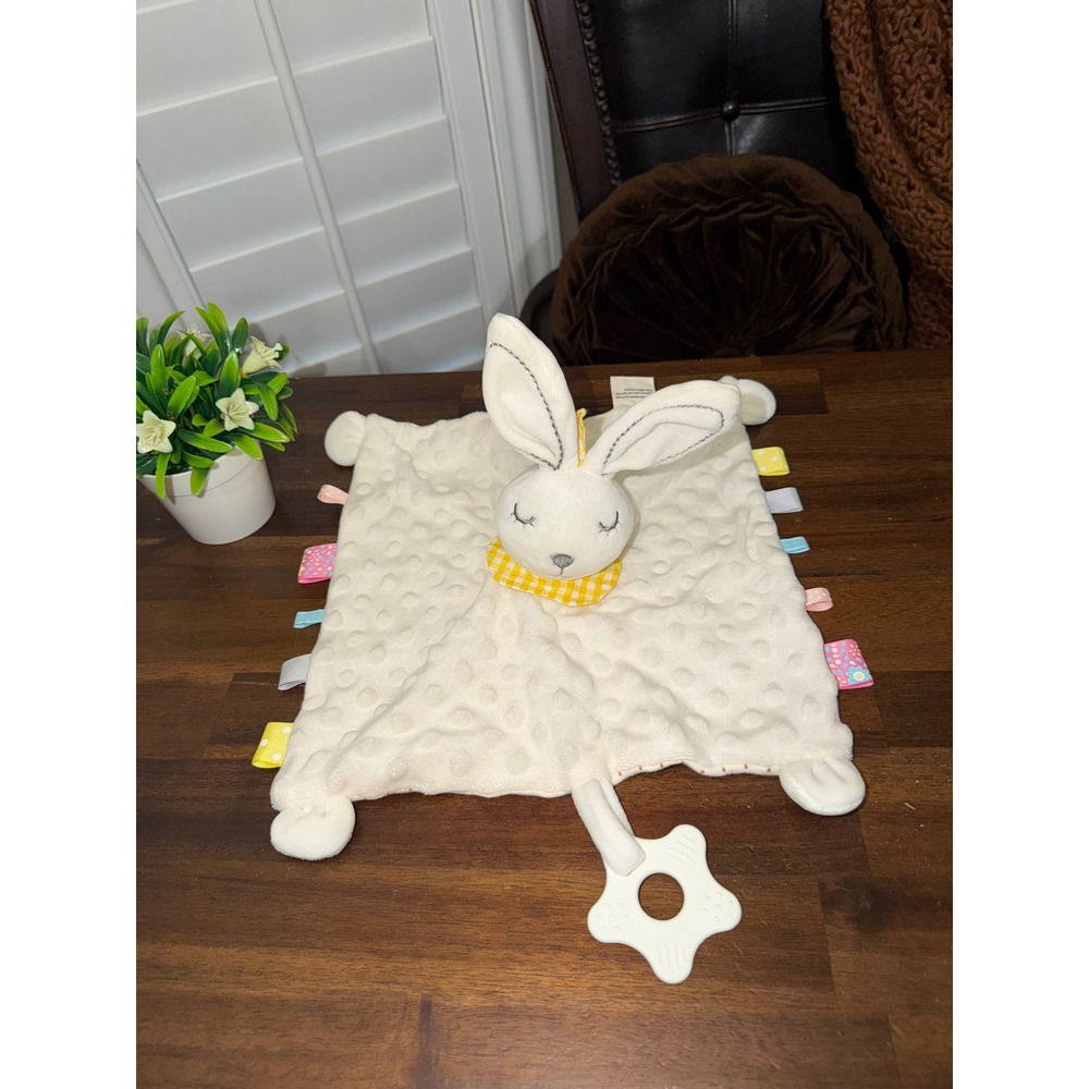 Appease Toys Baby Bunny Security Blanket Lovey Minky Dot Sensory Ribbons